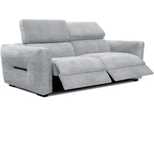 Canapé Droit 3 Places Avec 2 Relax Électriques Tissu Gris Clair pas cher