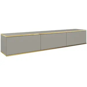 SELSEY Meuble TV - MUCALMA - 175 cm - gris avec inserts dorés pas cher