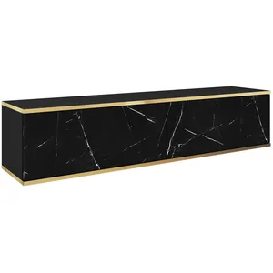 SELSEY Meuble TV - MUCALMA - 135 cm - marbre noir avec inserts dorés pas cher