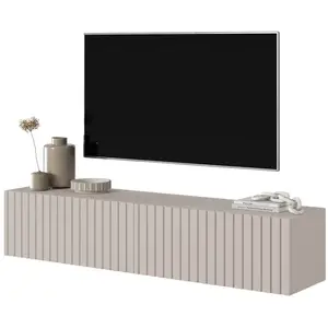 Selsey TELIRE Meuble TV suspendu Gris/beige avec façades à lamelles, 1... pas cher