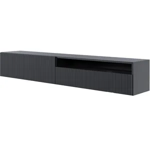 SELSEY Meuble TV - VELDIO - 175 cm - suspendue avec niche - noir pas cher