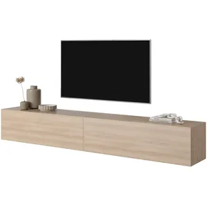 SELSEY Meuble TV - BISIRA - 200 cm - Chêne Linberg pas cher