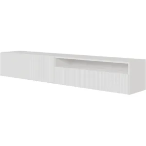 Meuble TV suspendu VELDIO 175 cm blanc avec niche - SELSEY pas cher