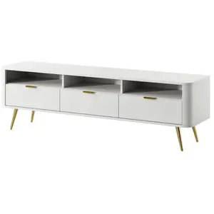 SELSEY Meuble TV - OVAL - avec niches - blancVendu parcdiscount