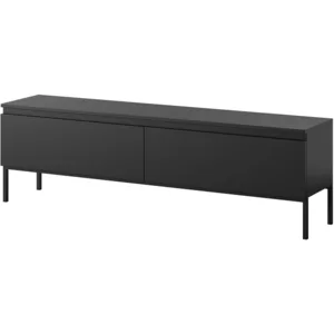 SELSEY Meuble TV Bemmi - 150 cm - noir et pieds noirs pas cher