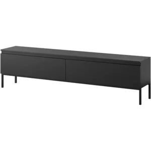 SELSEY Meuble TV Bemmi - 175 cm - noir et pieds noirs pas cher