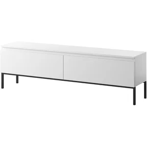 SELSEY Meuble TV Bemmi - 150 cm - blanc et pieds noirs pas cher
