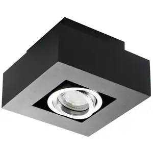 Comparateur de prix : Kanlux Support de spot saillie carré noir orientable