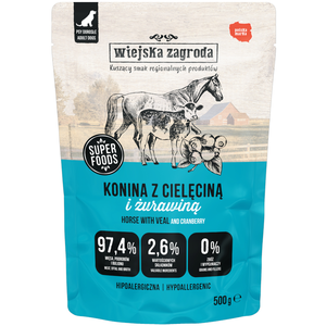 500g Wiejska Zagroda Dog Adult viande de cheval avec viande de veau Nourriture humide pour chien pas cher