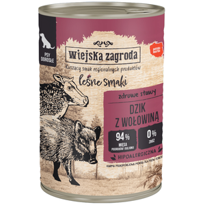 Wiejska Zagroda Dog 12 x 400 g pour chien - sanglier, boeuf pas cher