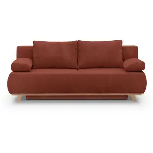 HOMIFAB Canapé convertible 3 places avec coffre de rangement en velours côtelé rouille - Laria pas cher