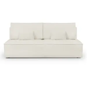 HOMIFAB Canapé convertible 3 places avec coffre de rangement en tissu bouclette écru - Milla pas cher