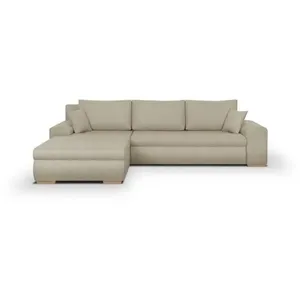 Canapé d'angle convertible réversible + coffre de rangement - Tissu Be... pas cher