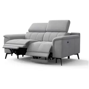 Canapé Droit Avec 2 Relax Électriques Tissu Gris Platine pas cher