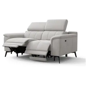 Canapé Droit Avec 2 Relax Électriques Tissu Gris Clair pas cher