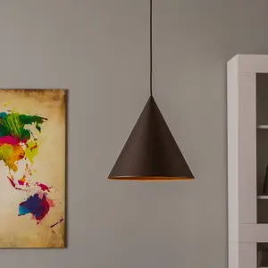 Hanglamp CONO Brons Metaal 1xE27 32cm - Stijlvolle Plafondlamp