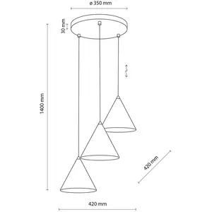 TK Lighting CONO Hanglamp Wit E27 Staal 3 Lampen 140cm