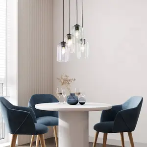 MOLLY Hanglamp met 4 Glazen Kappen - Zwart, E27