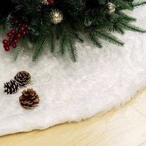 Tapis décoratif pour sapin de Noël, fourrure artificielle, blanc, 150 cm pas cher