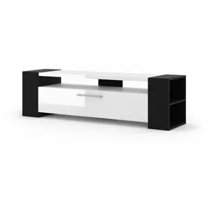 Commode Meuble TV - Livia - Noir mat/blanc brillant - 45x160x40cm - De... pas cher