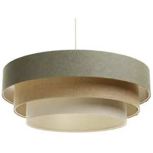 Bps Koncept - Lampe suspendue boho élégant E27 1x40w tissu structuré sur pvc en plastique gris, beige, blanc h: 90cm Ø40 cm dimmableVendu parmanomano