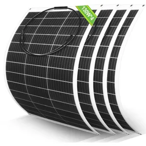 ECO-WORTHY 4pcs 130W 18V Panneau Solaire Souple Monocristallin Photovoltaïque 520W pour Camping-Car, batterie 12V pas cher