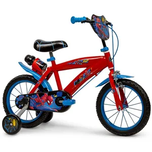Comparateur de prix : Vélo Enfant Marvel - Spiderman - Roues 14" - Age 4-6 ans - 2 Freins - Stabilisateurs - Garde-Boue - Bleu et Rouge - Produit HUFFY