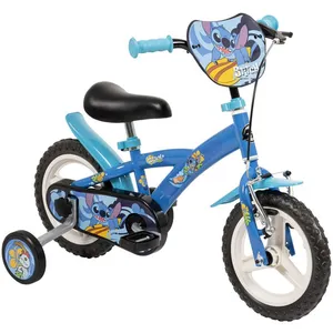 Vélo Enfant Disney - Stitch - Roues 12" - Age 3-5 ans - 1 frein - Stabilisateurs - Monovitesse - Bleu et Blanc - Produit HUFFY pas cher