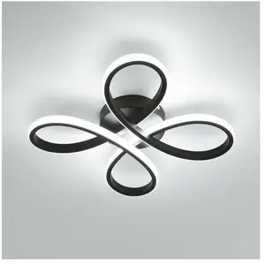 Comely - Plafonnier led moderne noir 28W Blanc froid 6500K forme fleur idéal pour salon chambre couloir salle à manger cuisine pas cher