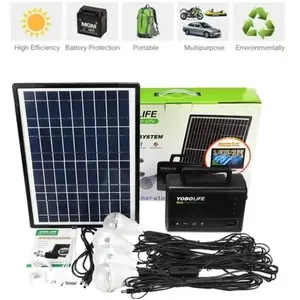 FOLAYA Kit Panneau Solaire 10W 18V + 4 Ampoule 2 USB pour Téléphone Po...Vendu parcdiscount
