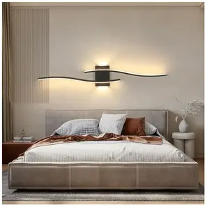 Goeco - Applique Murale led Longue, 89CM 27W 3037LM Noir, Design Lignes pour Chambre, Couloir, Escalier, Blanc Chaud 3000K [Classe Énergétique e]
