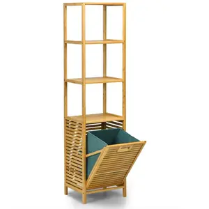COSTWAY Colonne Salle de Bain avec Panier à Linge Basculant et 3 Etagè... pas cher