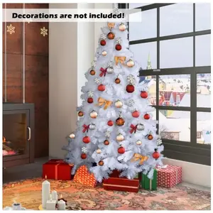 GIANTEX Sapin de Noël Artificiel 24 M Arbre de Noël avec Support en Métal 1138 Branches en PVC Parfaite Décor de Fêtes Blanc pas cher