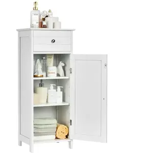 COSTWAY Meuble de Salle de Bain sur Pieds avec 1 Porte, Tiroir, 2 Étag... pas cher