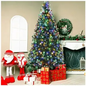 GOPLUS Sapin de Noël Lumineux 180CM350 LED11 Modes dEclairage-1000 Branches Artificiel Réaliste en PVC Ignifugé Décoration Noël pas cher