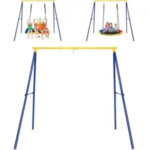 Portique Balançoire Extérieur - DREAMADE - Cadre Métallique en A - 3 C...Vendu parcdiscount