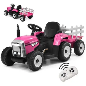 Tracteur Électrique Enfant 12V 7Ah- GOPLUS - avec Télécommande et Remo... pas cher