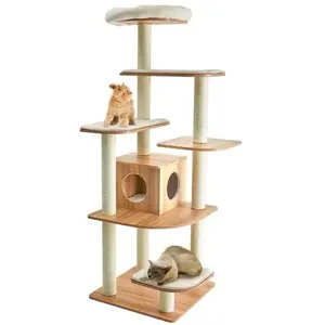 COSTWAY Arbre à Chat XXL 175CM en Bois 6 Niveaux avec Coussins Amovibl...Vendu parcdiscount