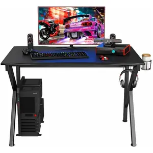 COSTWAY Bureau Gamer Table Informatique 115 x 75 x 76 CM avec Porte-Go... pas cher