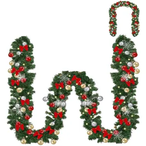BB-LOISIR Guirlande de Noël 5m ou 10m éclairage 100 LED blanc chaud et boules de Noël Telecommande 10m pas cher