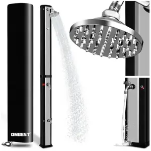 BB LOISIR Douche solaire extérieure de camping avec Robinet supplémentaire housse de protection-Thermomètre intégré 60°C Noir-argentVendu parcdiscount