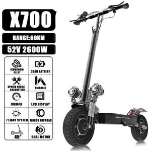 BAZARLAND30.Trottinette électrique pour adultes avec double moteur de 2 600 W, vitesse de pointe de 60km/h et 40 km d'autonomie.
