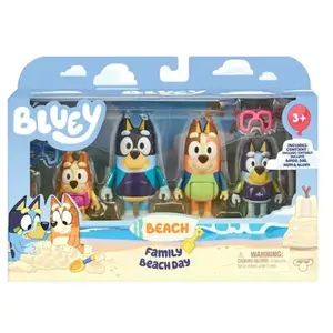 Miniatuurbeeldjes - MOOSE TOYS - De familie op het strand (4 beeldjes) - Bluey pas cher