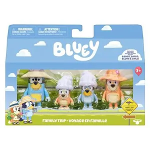 Pack 4 Figurines Bluey La Famille de Bluey en voyage pas cher