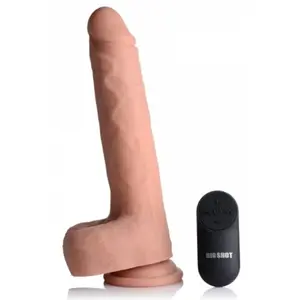 Big Shot Vibrerende & Stotende XL Dildo met Zuignap en Ballen - Beige