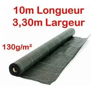 130g/m2 Toile Bache de paillage tissée Anti-Mauvaises Herbes Largeur 3,3m Longueur 10m pas cher