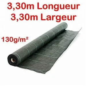130g/m2 Toile Bache de paillage tissée Anti-Mauvaises Herbes Largeur 3,3m Longueur 3,30m pas cher