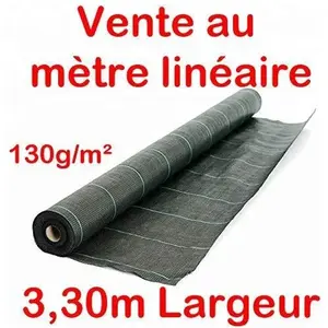 Toile Bache de paillage tissée Anti-Mauvaises Herbes 130g /m2 / Vente au mètre / Largeur 3,30mVendu parcdiscount
