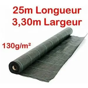 Toile Bache de paillage tissée - Anti-Mauvaises Herbes - Largeur 3,3m - Longueur 25m - Vert pas cher