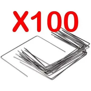 Lot de 100 Agrafes de Fixation Métal pour Toile de paillage ou geotextile avec Pointes biseautées 20cmX20cmX20cmVendu parcdiscount